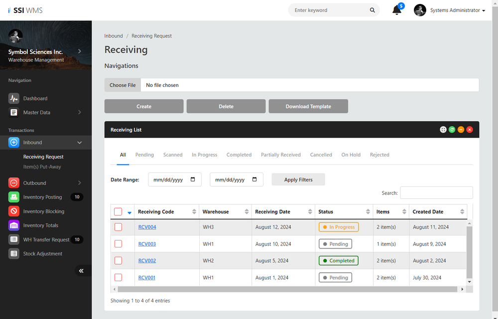 SYMBOL SCIENCES  WAREHOUSE MANAGEMENT SYSTEM (WMS)